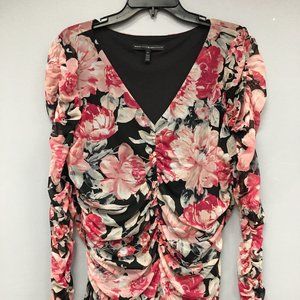 Floral White House Black Market Long Sleeve Blouse